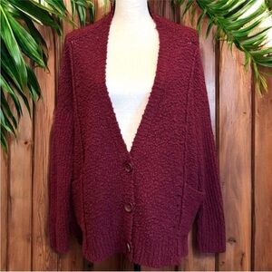 FREE PEOPLE Fall Friend Oversized Wool Blend Cardigan Sweater - Small